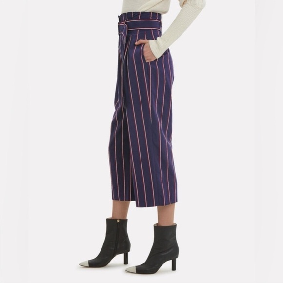 Derek Lam 10 Crosby Navy Striped Satin Culottes - Picture 11 of 12